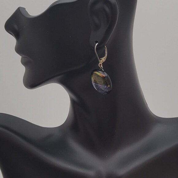 Handcrafted Dichroic Glass Pendant & Earring Set Dangle‎ Drop Artisan Sparkle - Picture 3 of 16